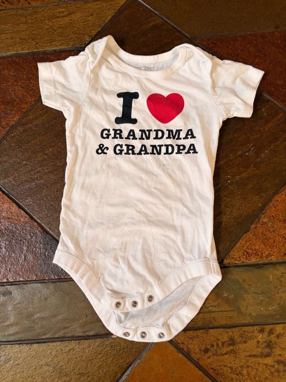The Children's Place White Baby Bodysuit with Red Heart and Black Text